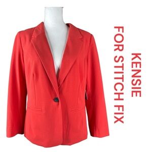 KENSIE EXCLUSIVELY FOR STITCH FIX Rebekah Blazer in Orange Red, Size L.